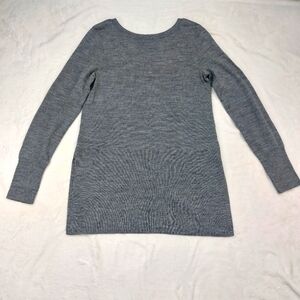 MAX STUDIO WOMEN'S GRAY 100% MERINO WOOL CRISS-CROSS BACK TUNIC SWEATER SIZE S